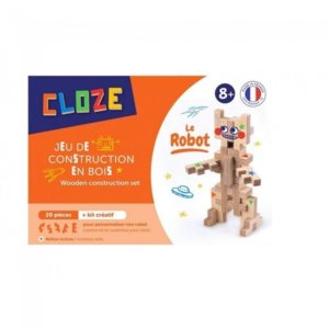Cloze jeu de construction en bois : kit créatif : le robot (20 pièces)