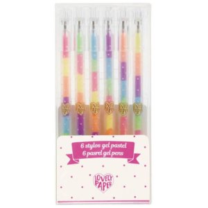 6 stylos gel pastel