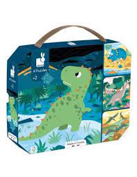 Puzzle évolutif : Dinosaures 4 puzzles (6, 9, 12 et 16 pc)