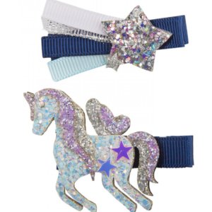 Pinces Licorne/Etoile paillettes