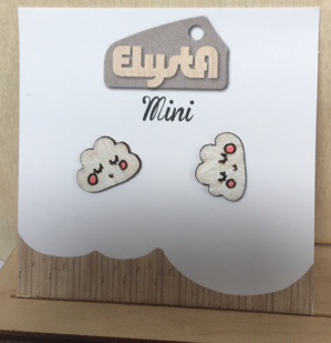 Boucles d'oreilles en bois - Nuage blanc