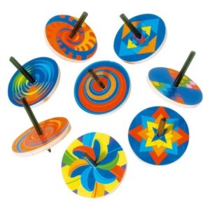 Toupie en bois coloré