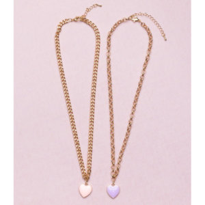 Collier chaine coeur rose