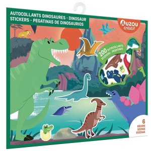 200 autocollants+6 décors : dinosaures