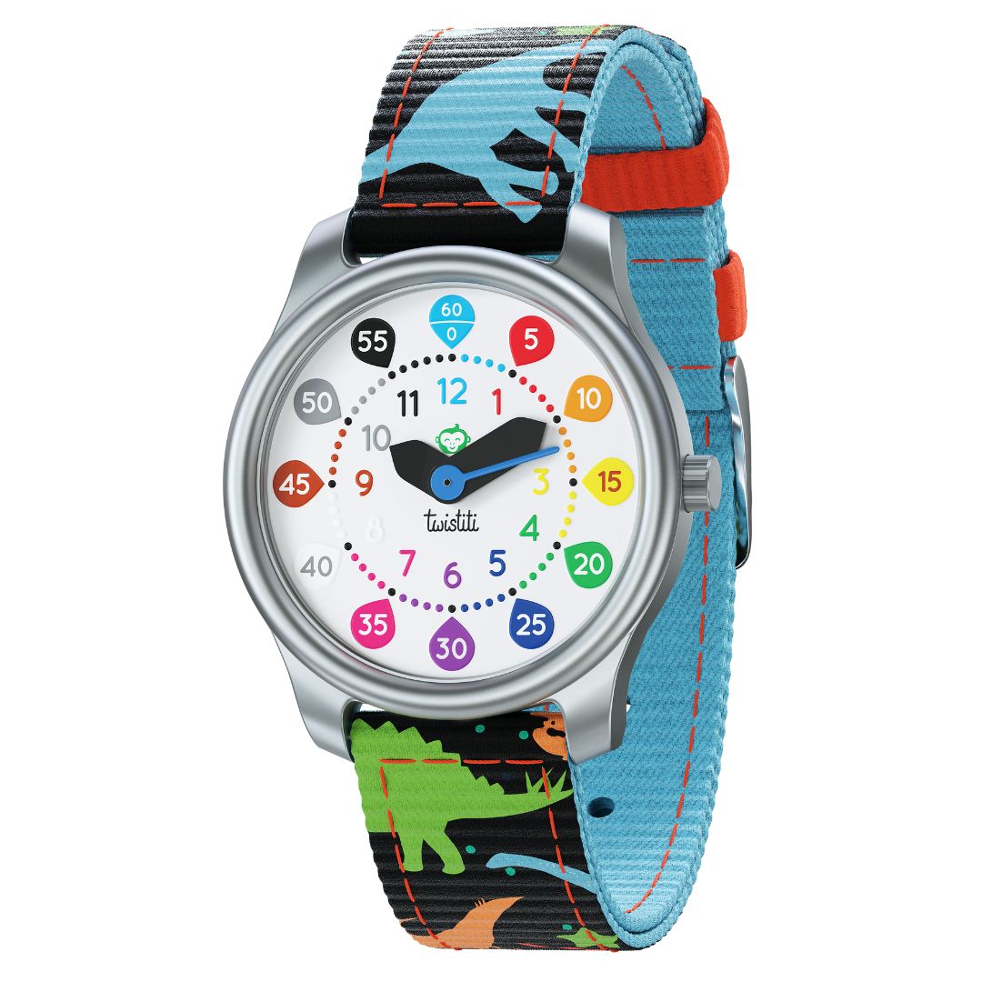 Montre Twistiti cadran nombres/bracelet dinosaures