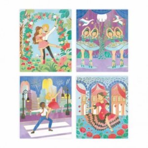 Les ateliers du calme : 4 tableaux dorés peinture aquarelle - danseuses