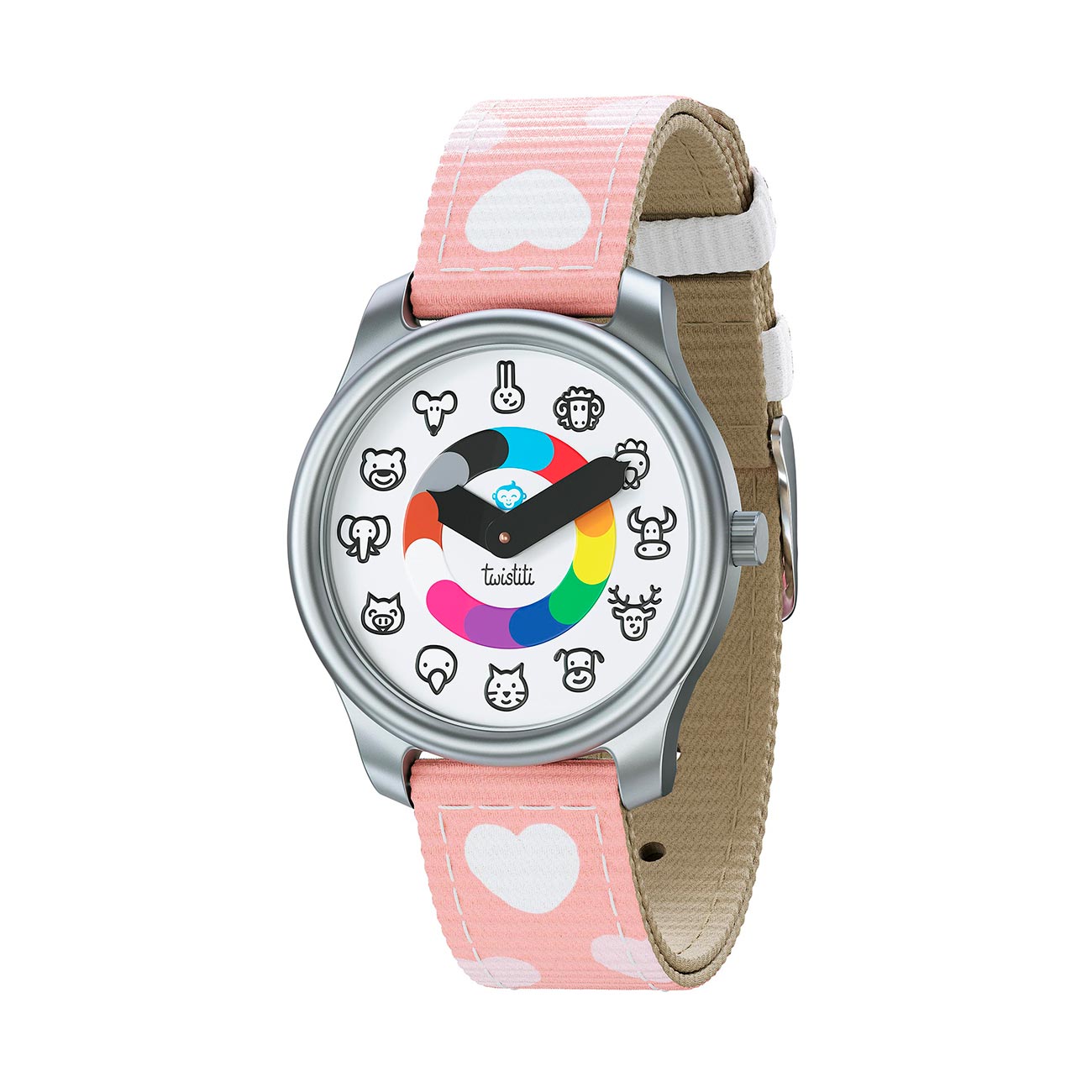 Montre Twistiti cadran animaux/bracelet coeurs